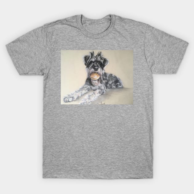 Miniature Schnauzer with ball T-Shirt by Merlinsmates